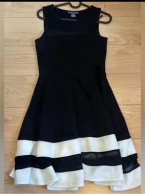 Black and White Striped Hem Party Dress